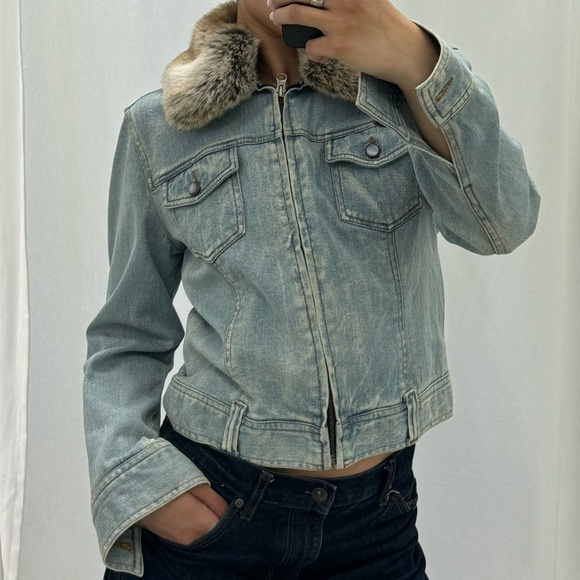 Y2K faux fur denim jacket - Picture 2 of 4